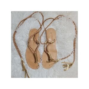 L*Space By Cocobelle Lace Up Gladiator Sandals Gold Yellow Size 8.5